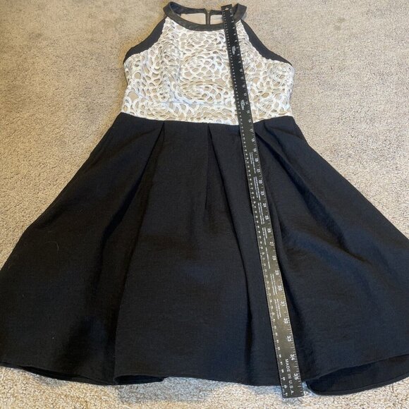 ABS Allen Schwartz Halter Dress Size 6 Ivory Lace Black Skirt Rockabilly Pin Up - Picture 12 of 15